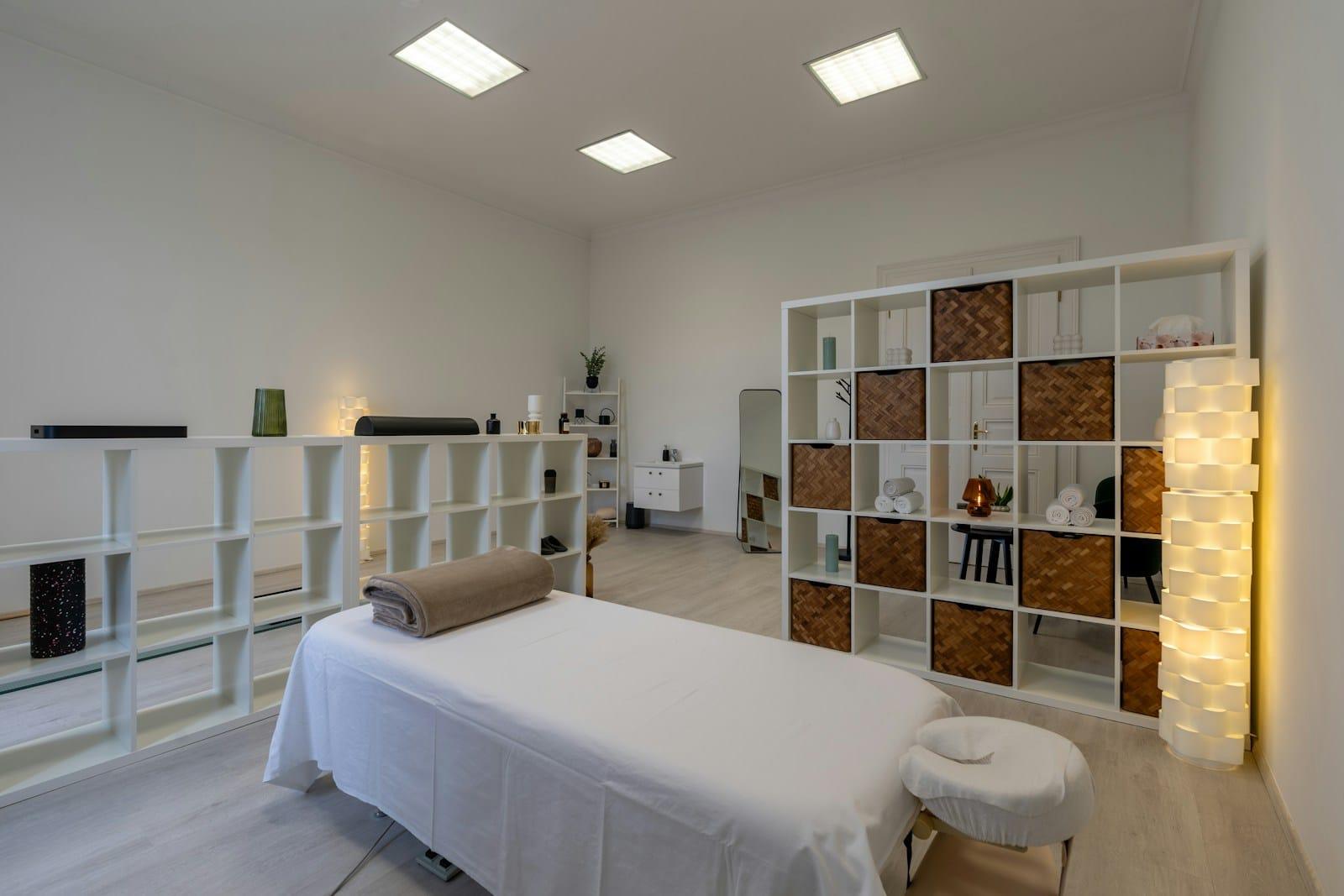 A calm physiotherapy treatment space.